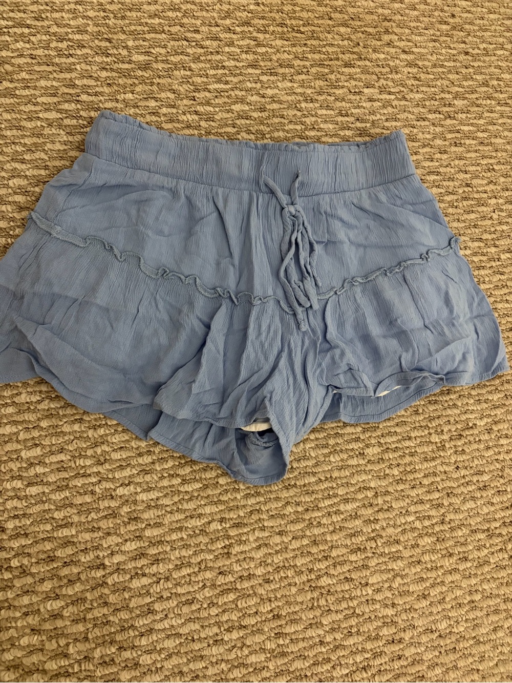 Altar’d state Light Blue Ruffle Waist Tie Women's Skort